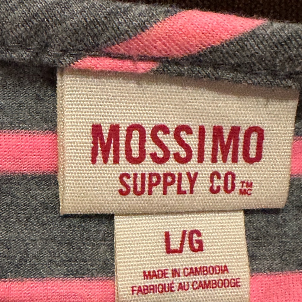 MOSSIMO Gray & Pink Striped Adjustable Straps Elastic Waist T Shirt Dress Sz L - Picture 9 of 13